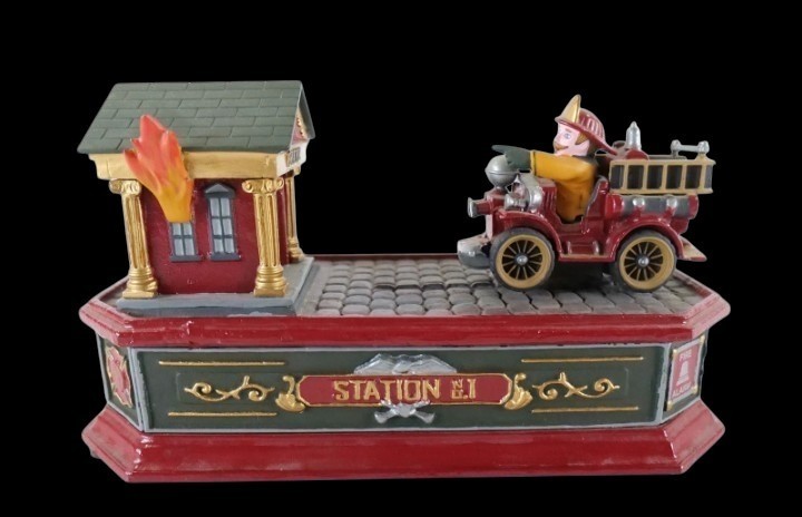 Franklin Mint Official Firemans Hall Museum Firefighter's Mechanical Bank