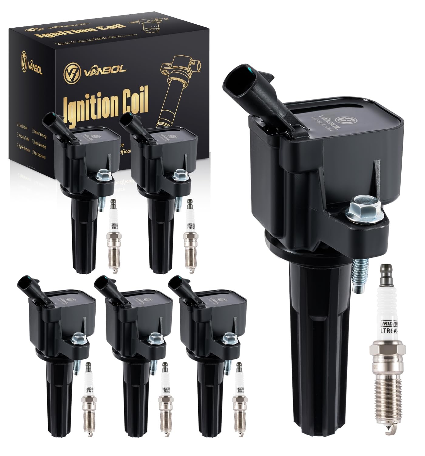 6Pk UF497 Ignition Coil Pack & 5019 Iridium Spark Plugs for 2006-2012 Chevy GMC