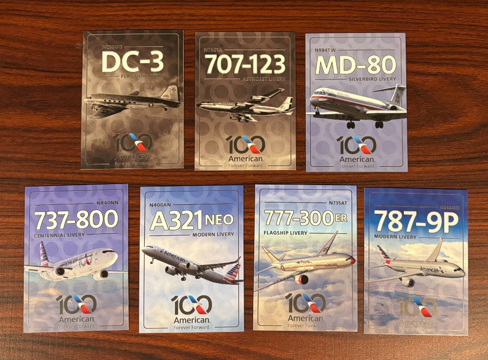 American Airlines 100th Anniversary Trading Card Complete Set (7) *MINT*