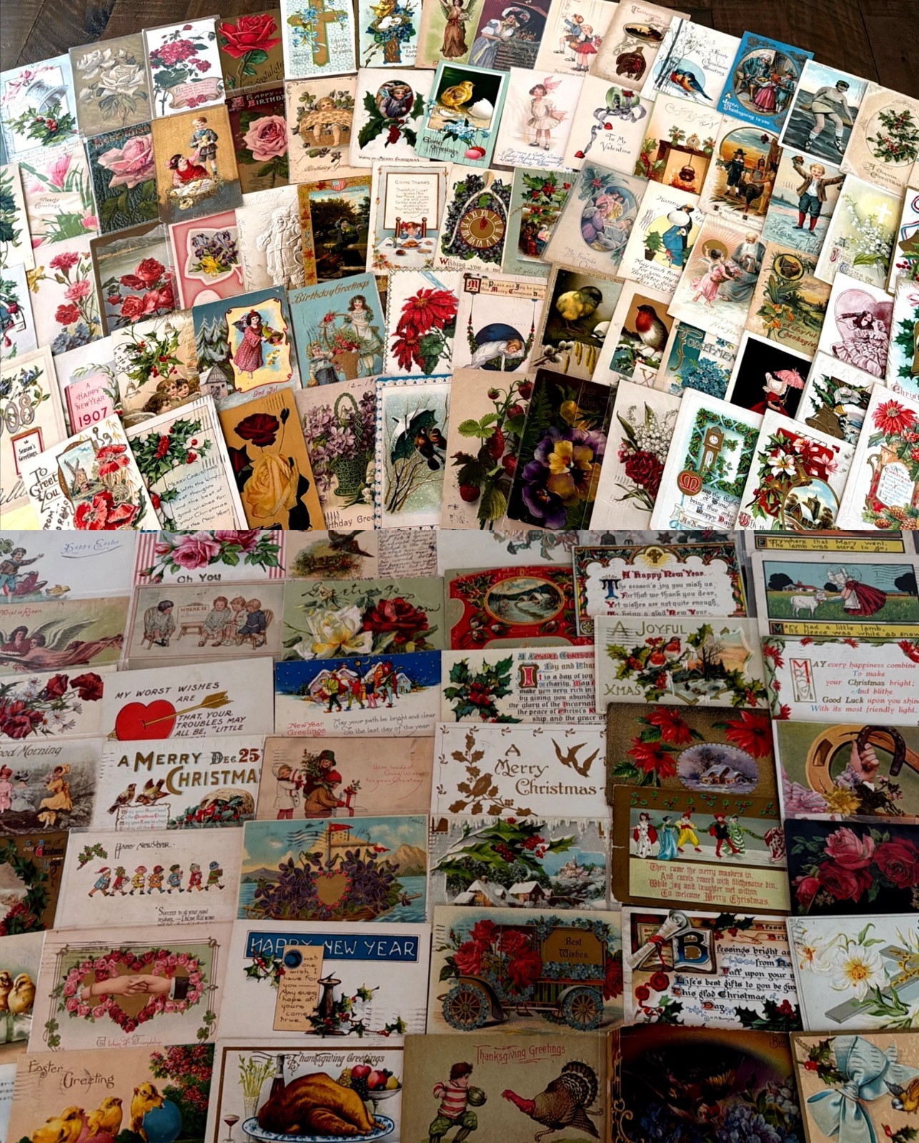 Huge Lot of 400 +++ Holidays Greetings Postcards DAMAGED- SCRAPBOOK CRAFTS
