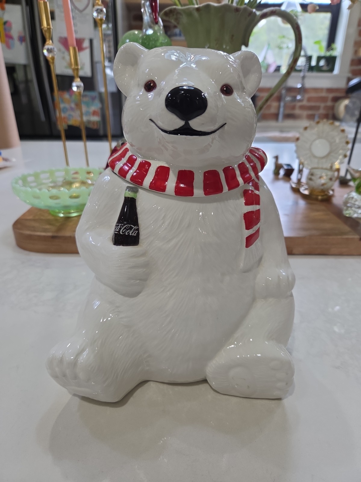 Vintage 1994 Coca Cola Polar Bear Ceramic Cookie Jar Holiday Home Decor 