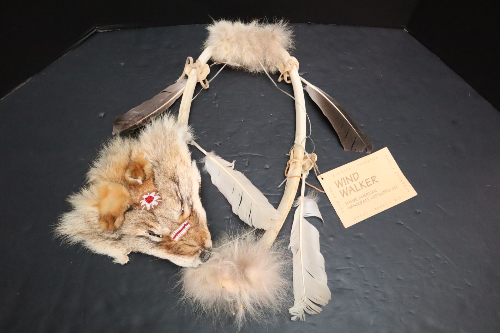 Vintage Native American Coyote Spirit Shield Dream Catcher Plains Indian