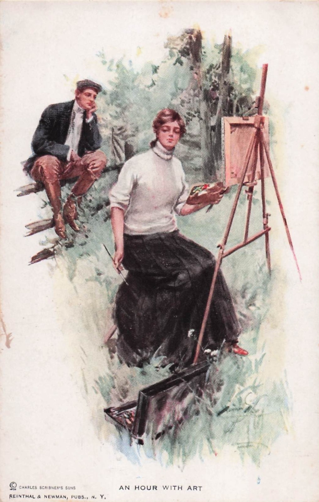 Postcard Vintage(1) An Hour/Art.He:Hope she\'s interested in me #103 UP (#889)