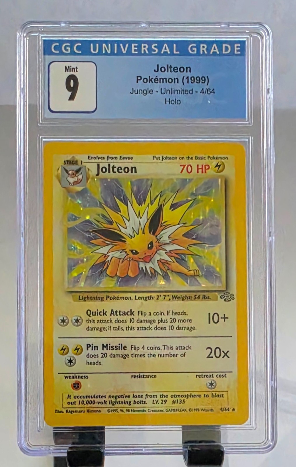 1999 Jolteon Pokemon Jungle 4/64 Vintage Rare CGC 9