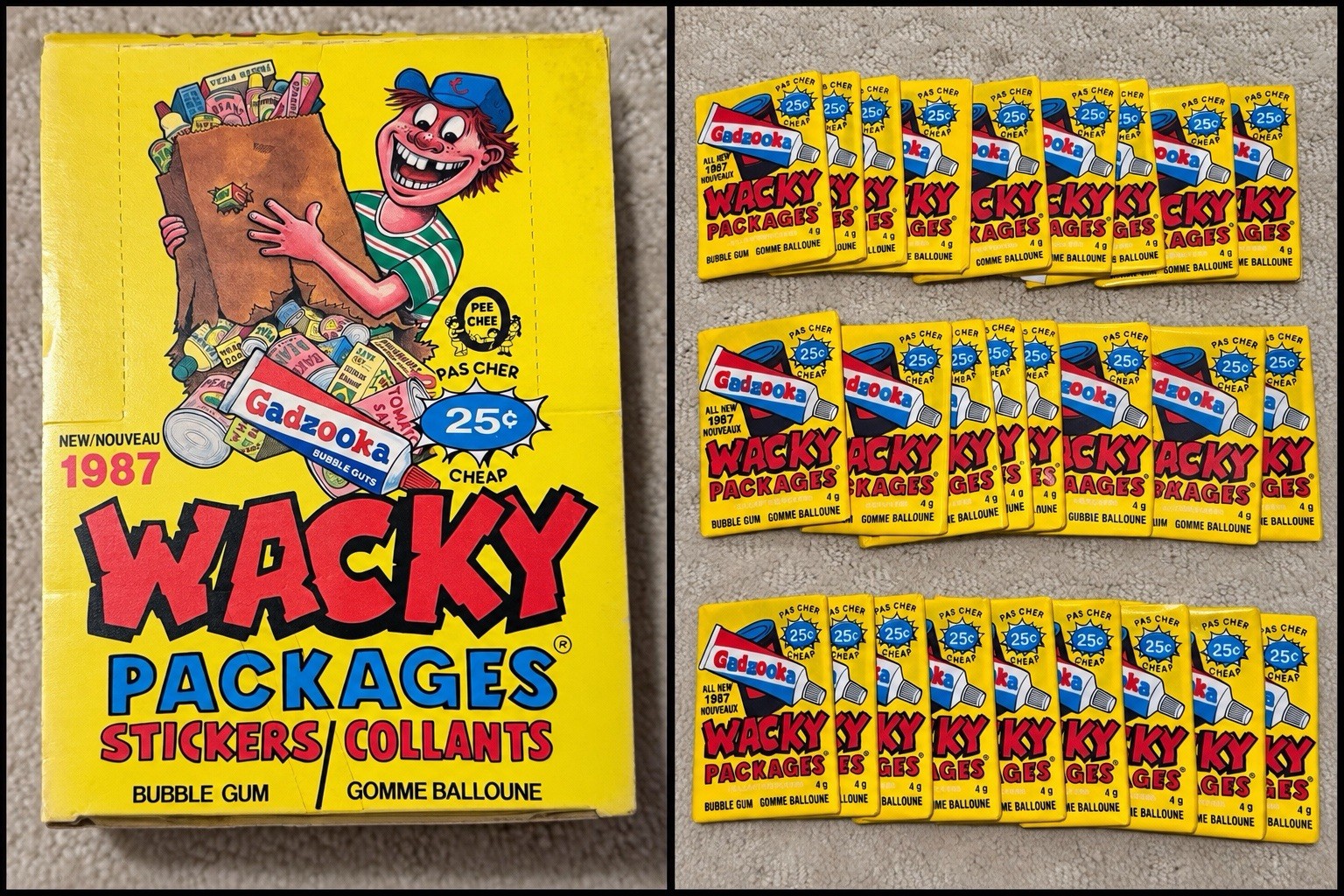 1987 O-Pee-Chee Wacky Packages Full 36 Unopened Pack Box OPC Canada Vintage