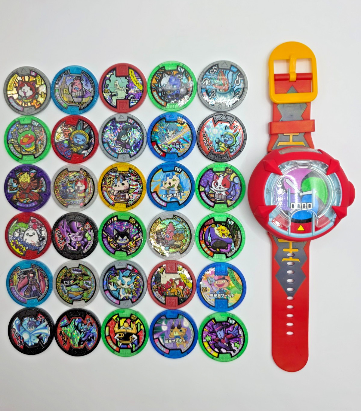 Yo-kai Watch DX U Prototype Red Ver.7 + 30 Mixed Medals Bandai Tested Working