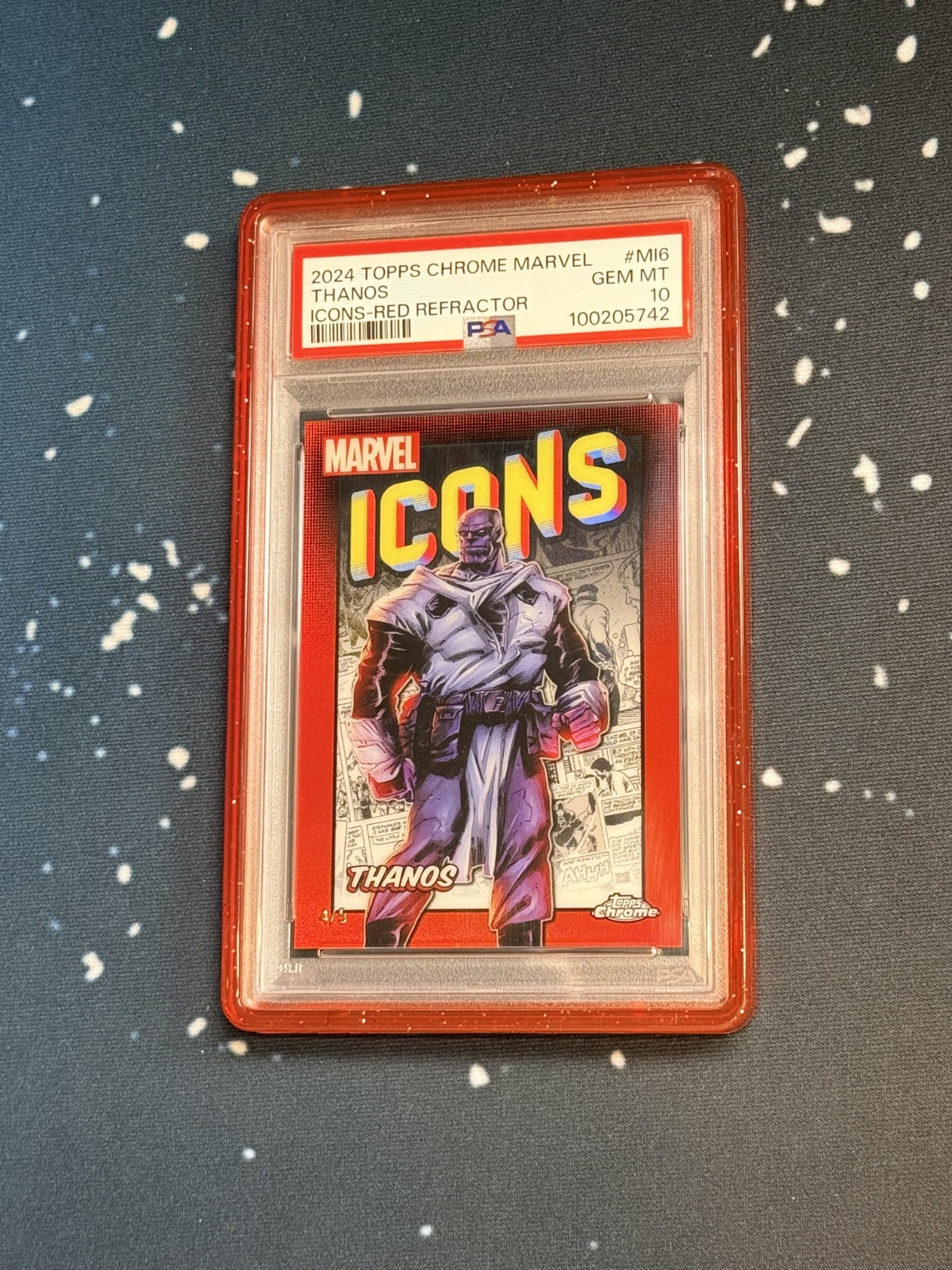 2024 Topps Chrome Marvel Thanos Icons RED /5 PSA 10