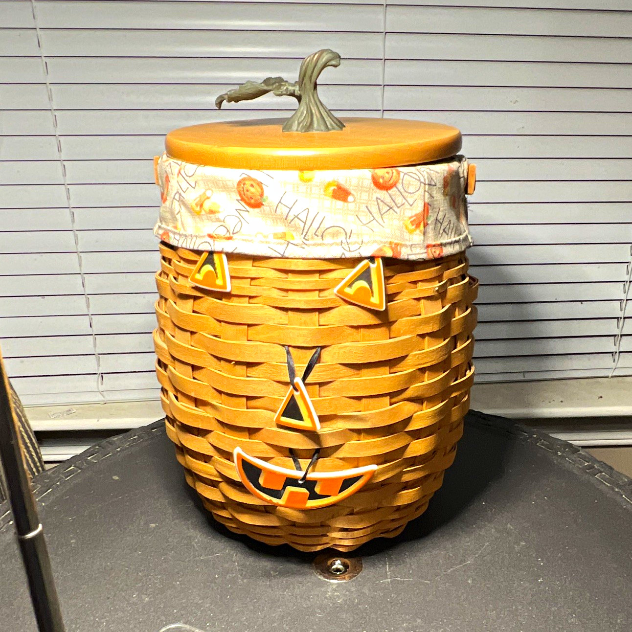 Longaberger Handwoven Halloween Storage Basket w/ Lid Handle & Fabric Liner