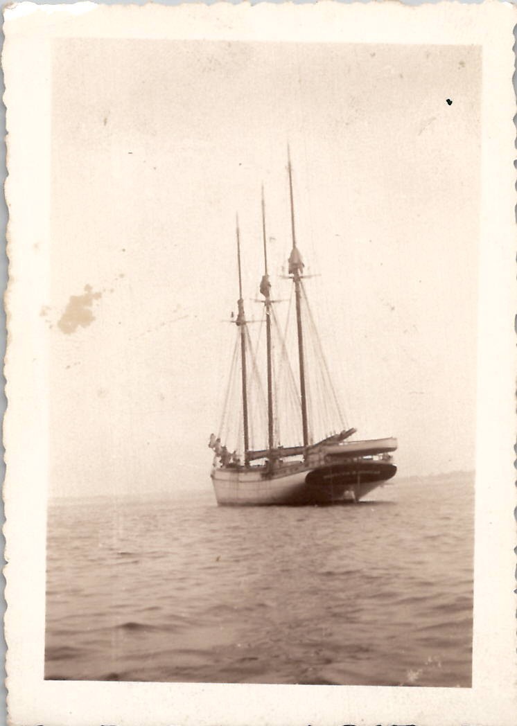 Rebecca R Douglas Coal Schooner Ship Sailing 1930s Sepia Antique Vintage Photo