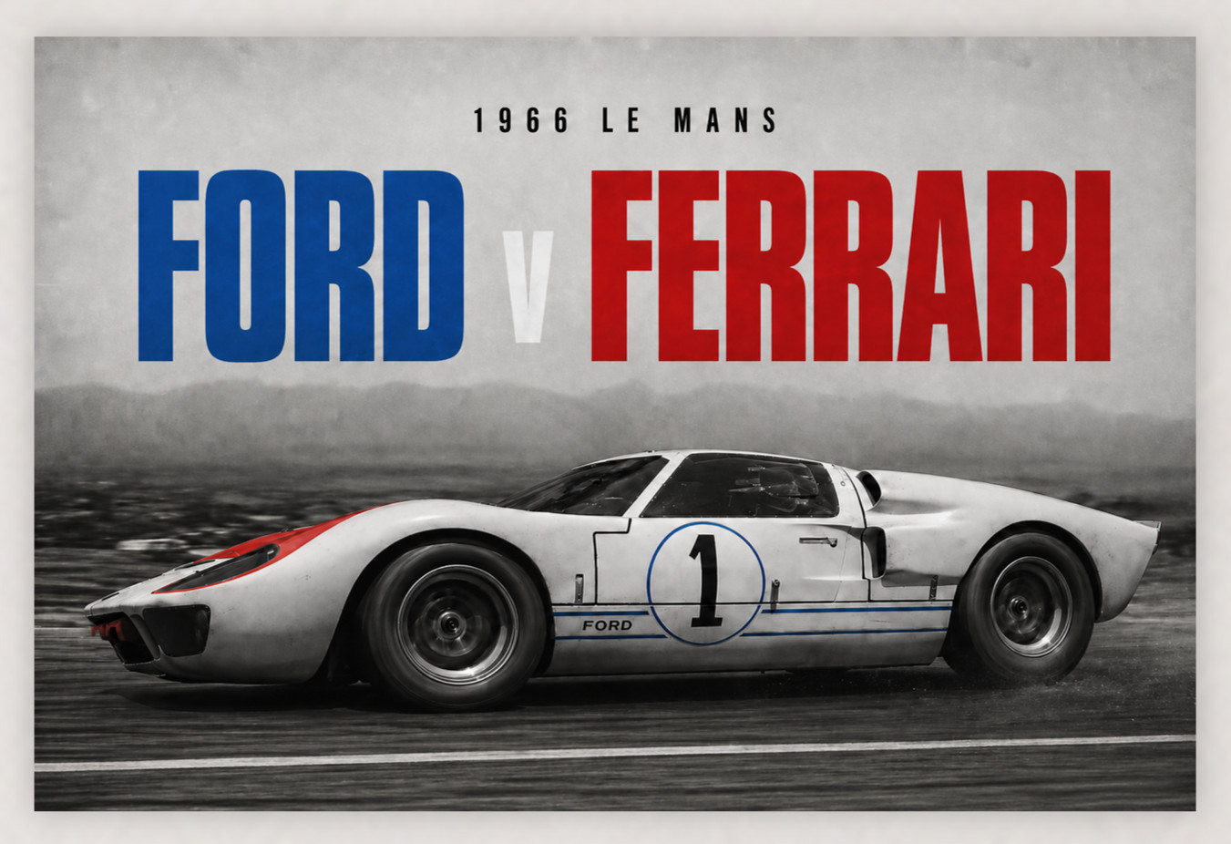 1966 LE MANS FORD VS FERRARI KEN MILES FORD GT40 24X16 POSTER PRINT