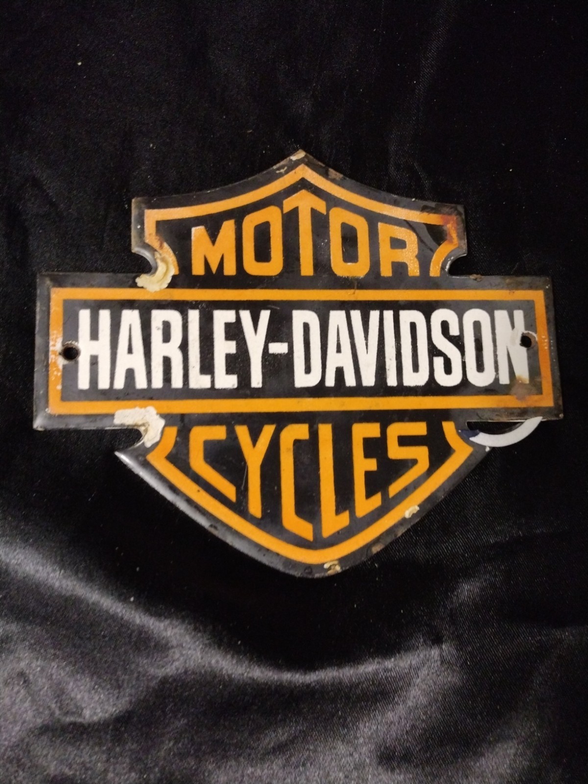 VINTAGE HARLEY DAVIDSON PORCELAIN SIGN OLD MOTORCYCLE BIKER DEALER SALES SERVICE