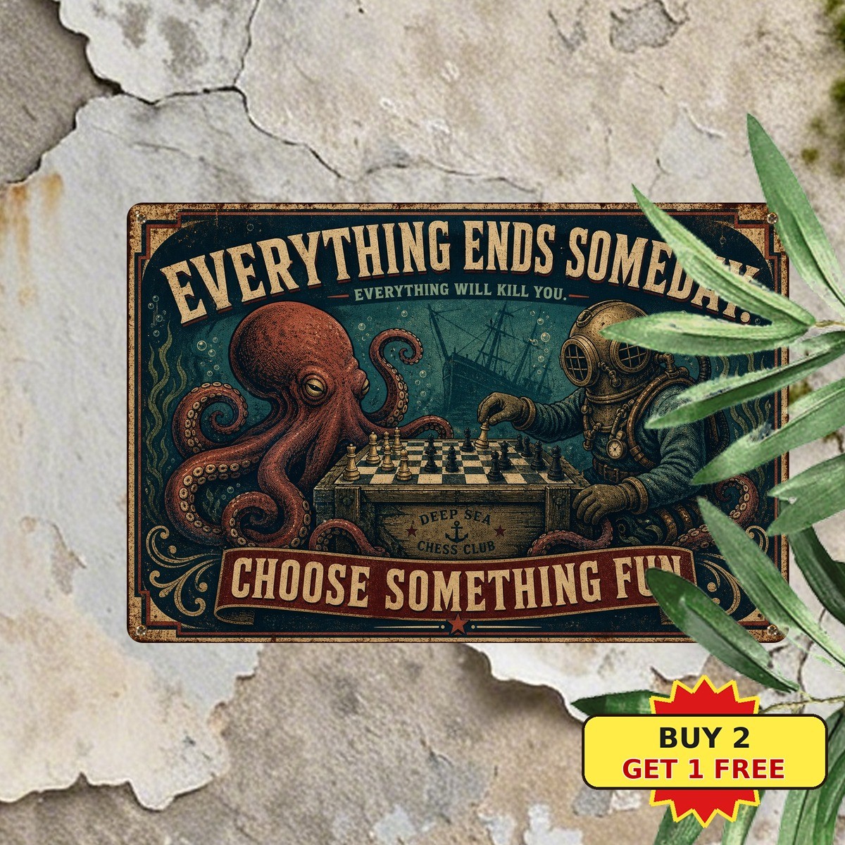 Octopus Everything Will Kill You Choose Wisely Metal Sign Sea Monster Tin Plaque