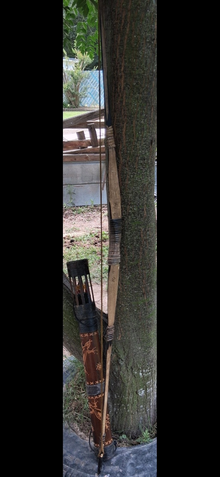 **AWESOME VINTAGE NATIVE TRIBAL   BOW 62 IN & ARROWS  HANDMADE SUPER NICE HTF **