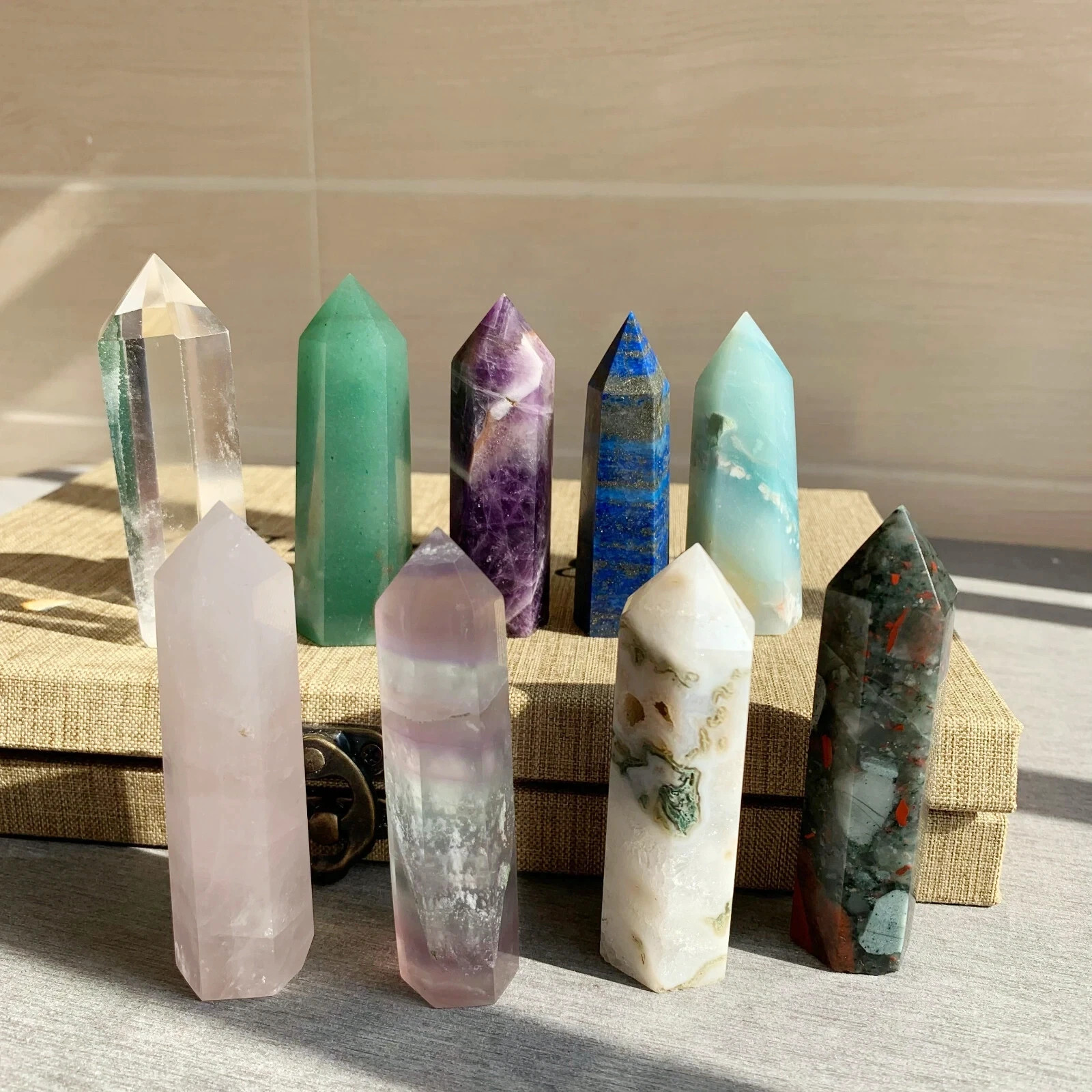 Wholesale Lot 9PCS Natural Clear Quartz Mix Obelisk Tower Point Crystal Healing
