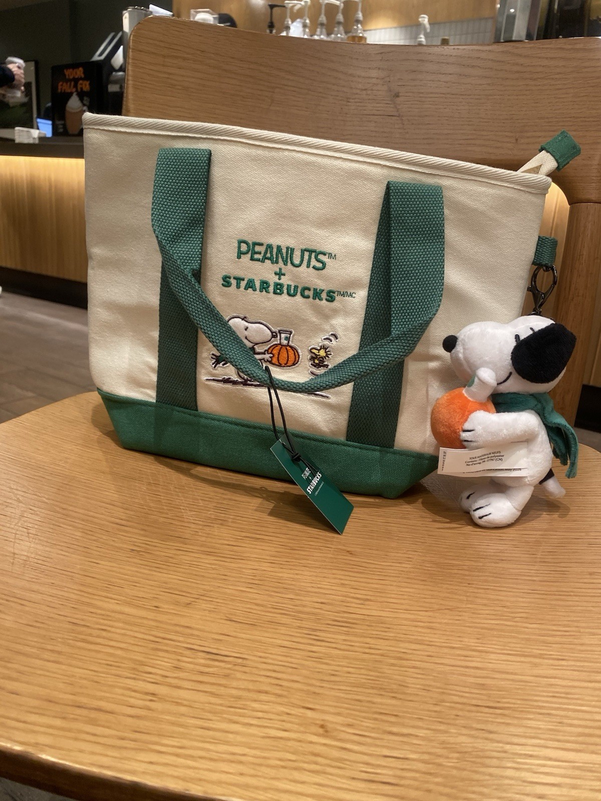 RARE SOLD OUT Starbucks x Peanuts Snoopy Great Pumpkin Tote Bag + Plush 
