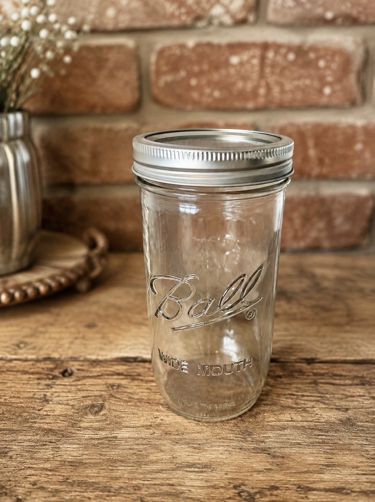 NEW RARE Ball Mason Tall Jar 24 oz Pint And A Half Wide Mouth USA Pint & 1/2 LID