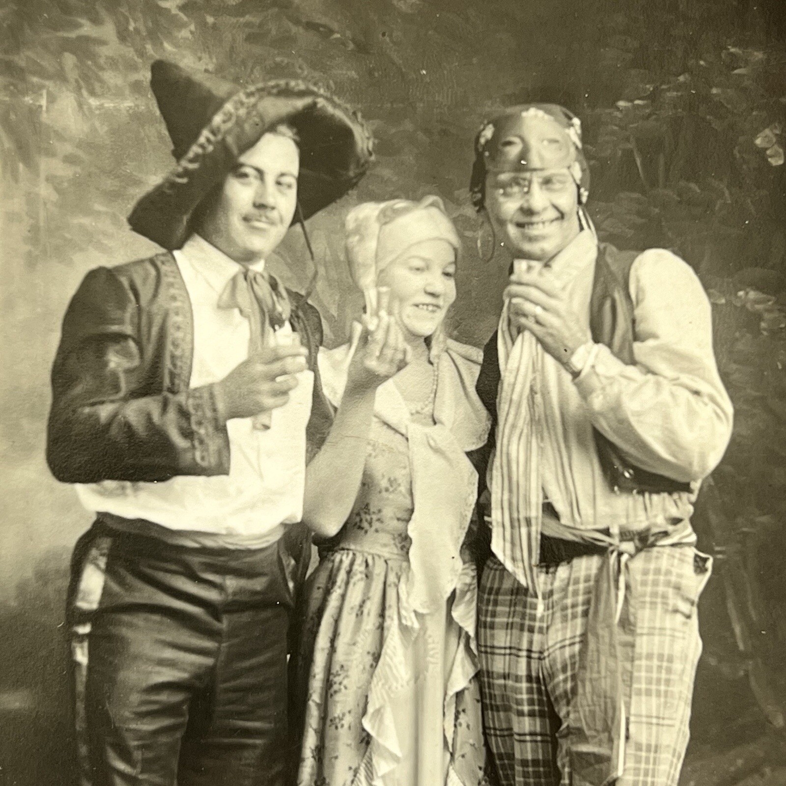 Antique RPPC Real Photograph Postcard Halloween Costume Men Woman Odd Shots