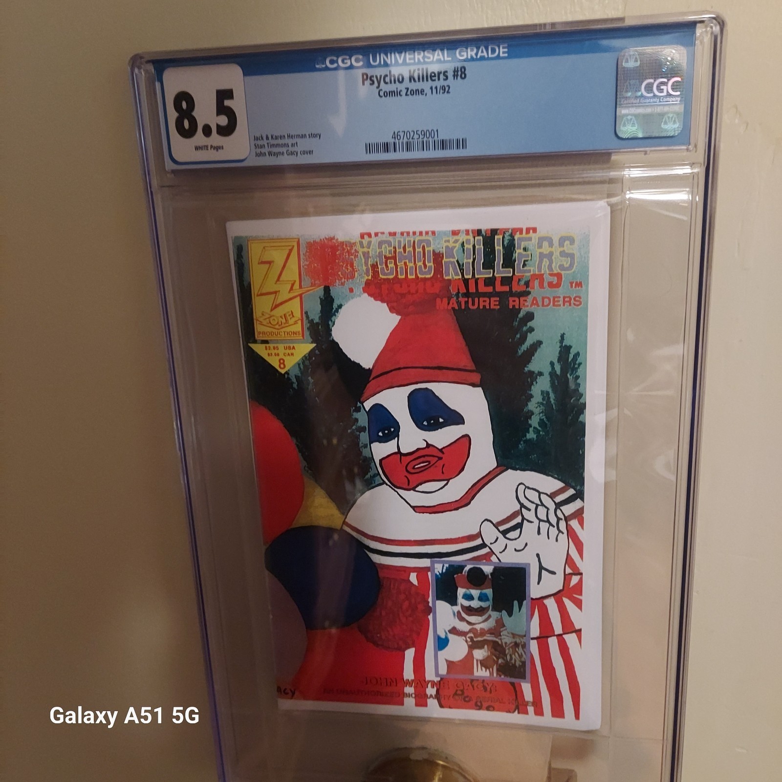 2  Psycho Killer #8 - Rare Gacy Clown Cover Comic Zone 1992 - CGC Graded 8.5 W/P