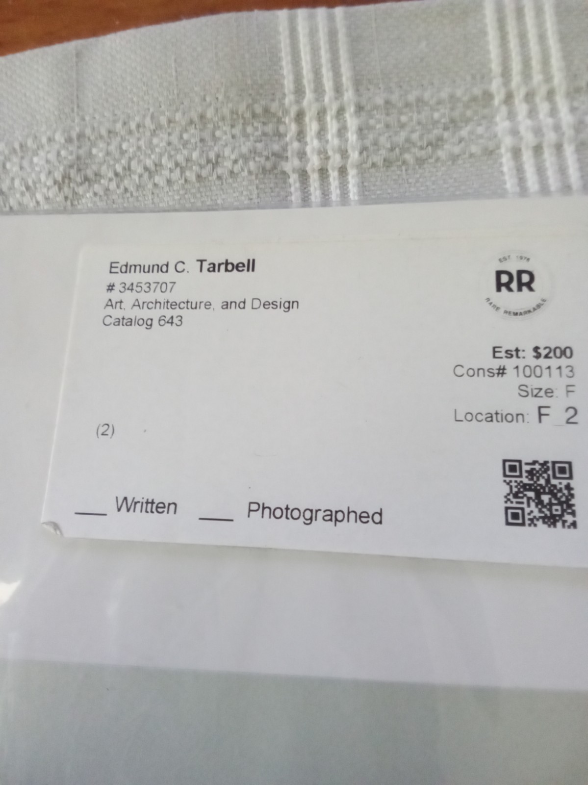 Edmund Tarbell Letter Signed Autograph Mint Condition Rare Original Signature