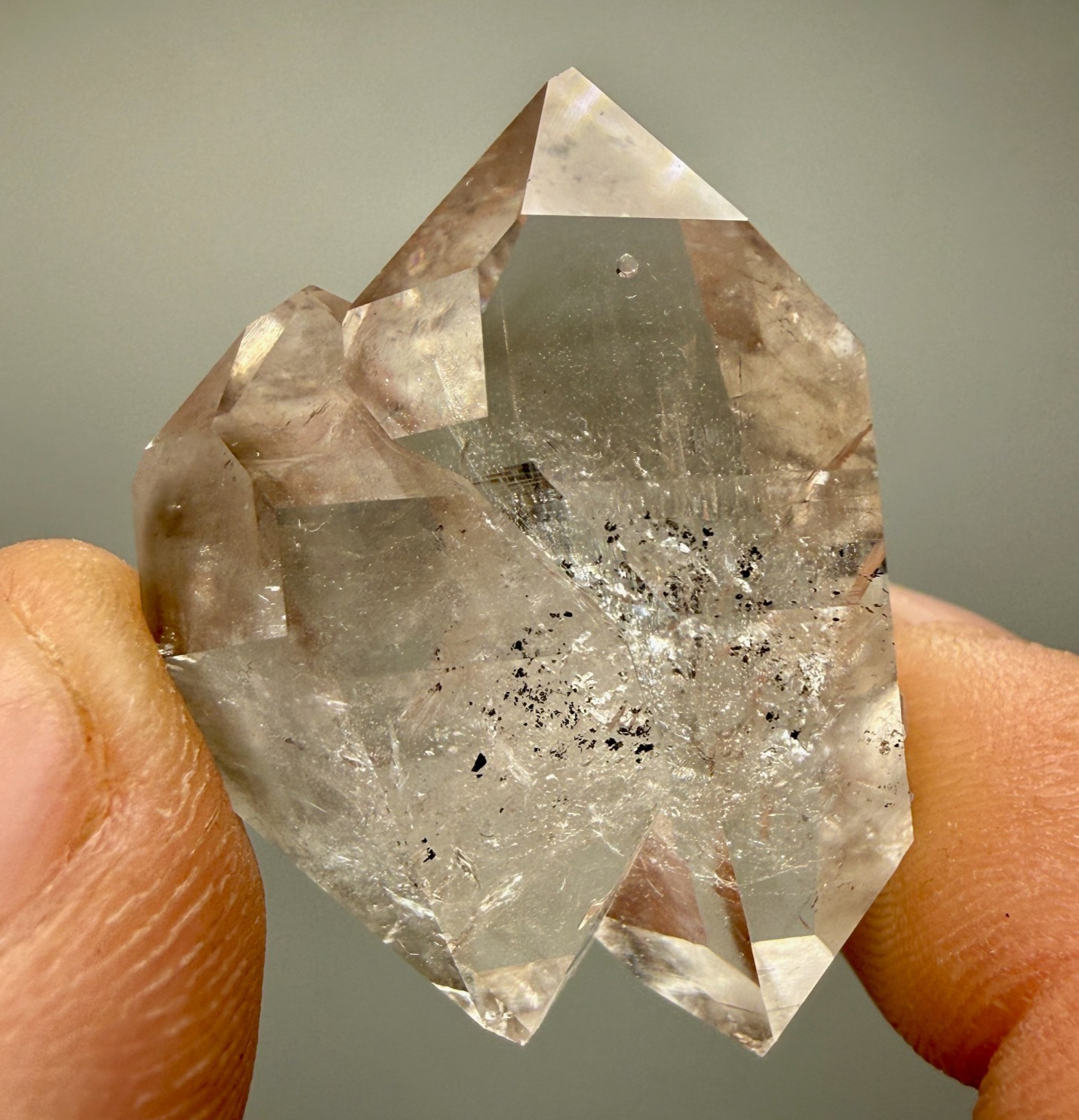 Herkimer Diamond Natural Cluster, 2 Gems w A Grade Clarity, Light Smoky Phantoms