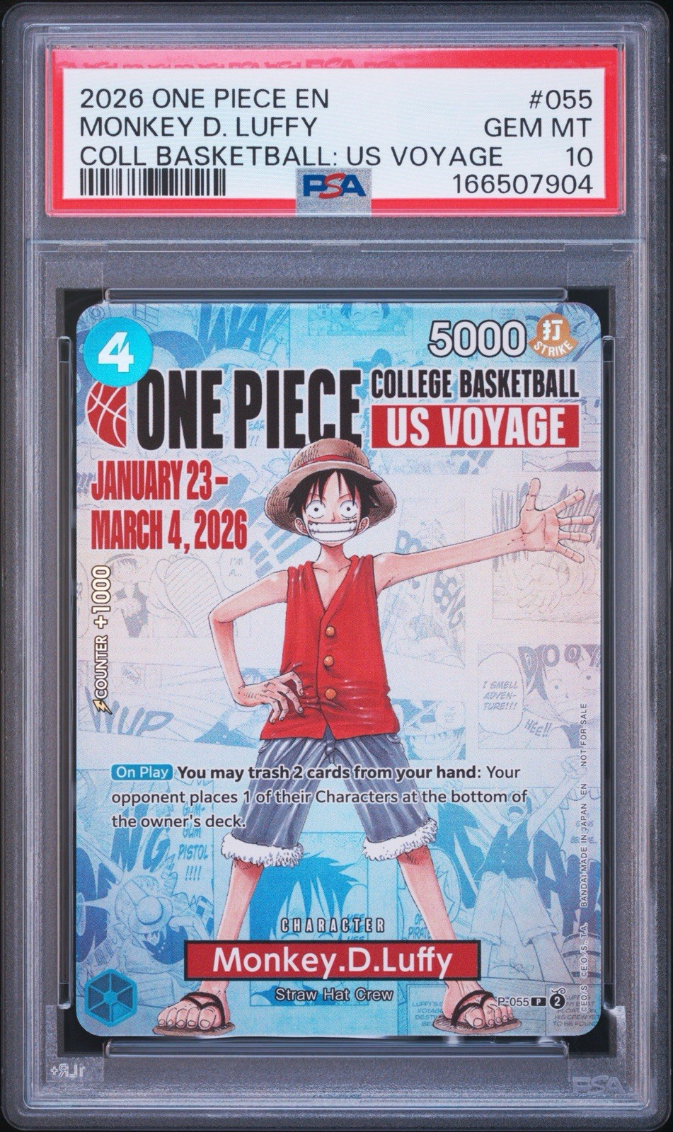 One Piece Card Game Monkey D. Luffy US Voyage #055 PSA 10 One Piece Card Game Monkey D. Luffy US Voyage #055 PSA 10