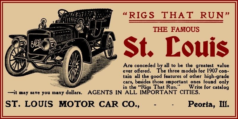 1907 St. Louis Motor Car of Peoria, Illinois NEW Sign 9x18\