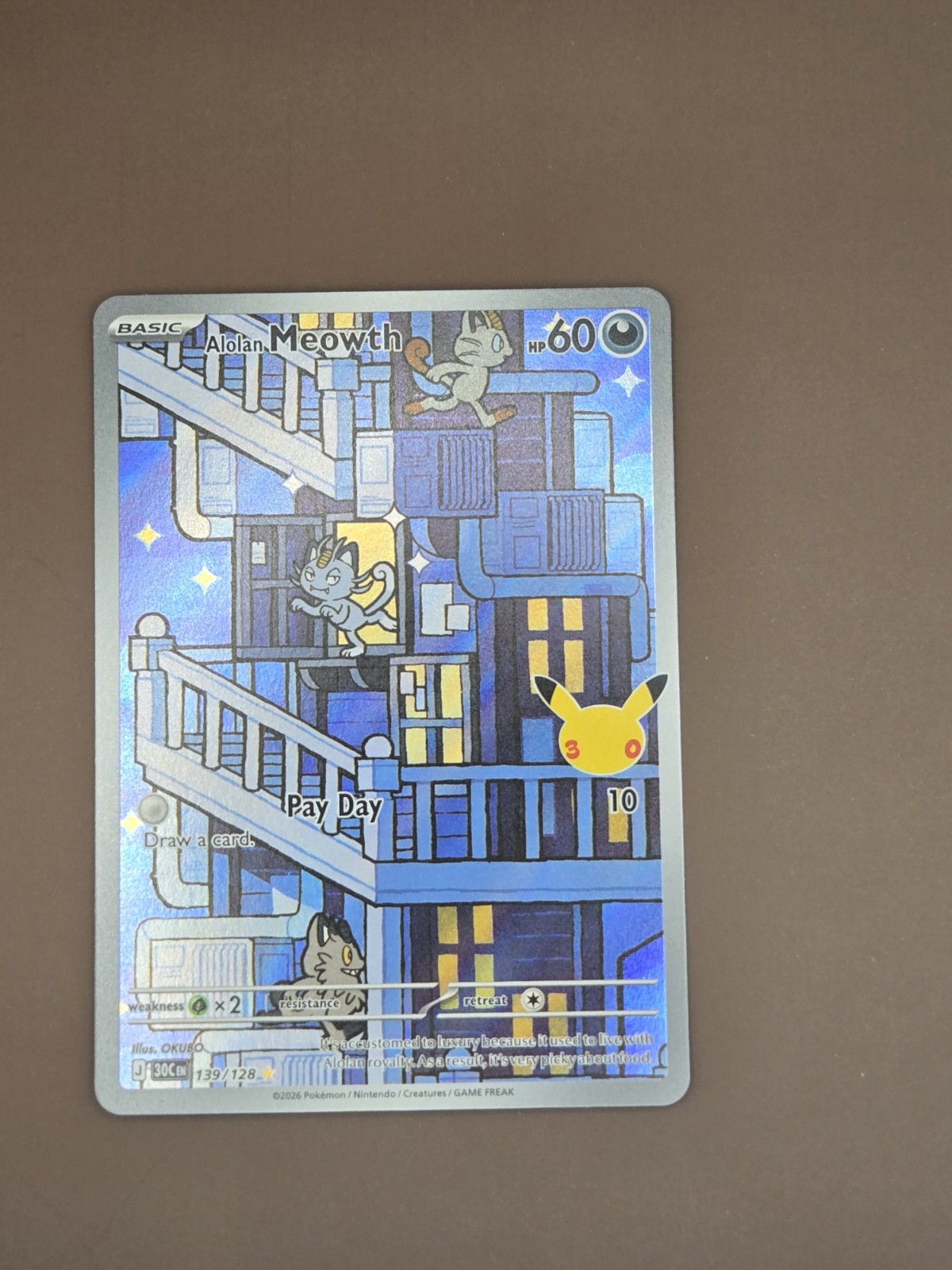 Alolan Meowth 139/128 30th Celebration 2026 Illustration Rare Pack Fresh