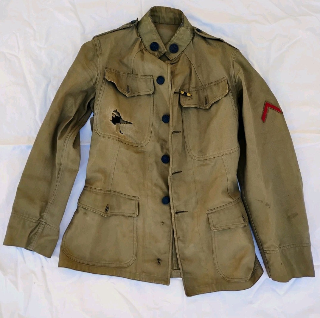 WWI US Army M1917 Cotton Summer Tunic Jacket 5th Cav & US Disks Phila QM Label