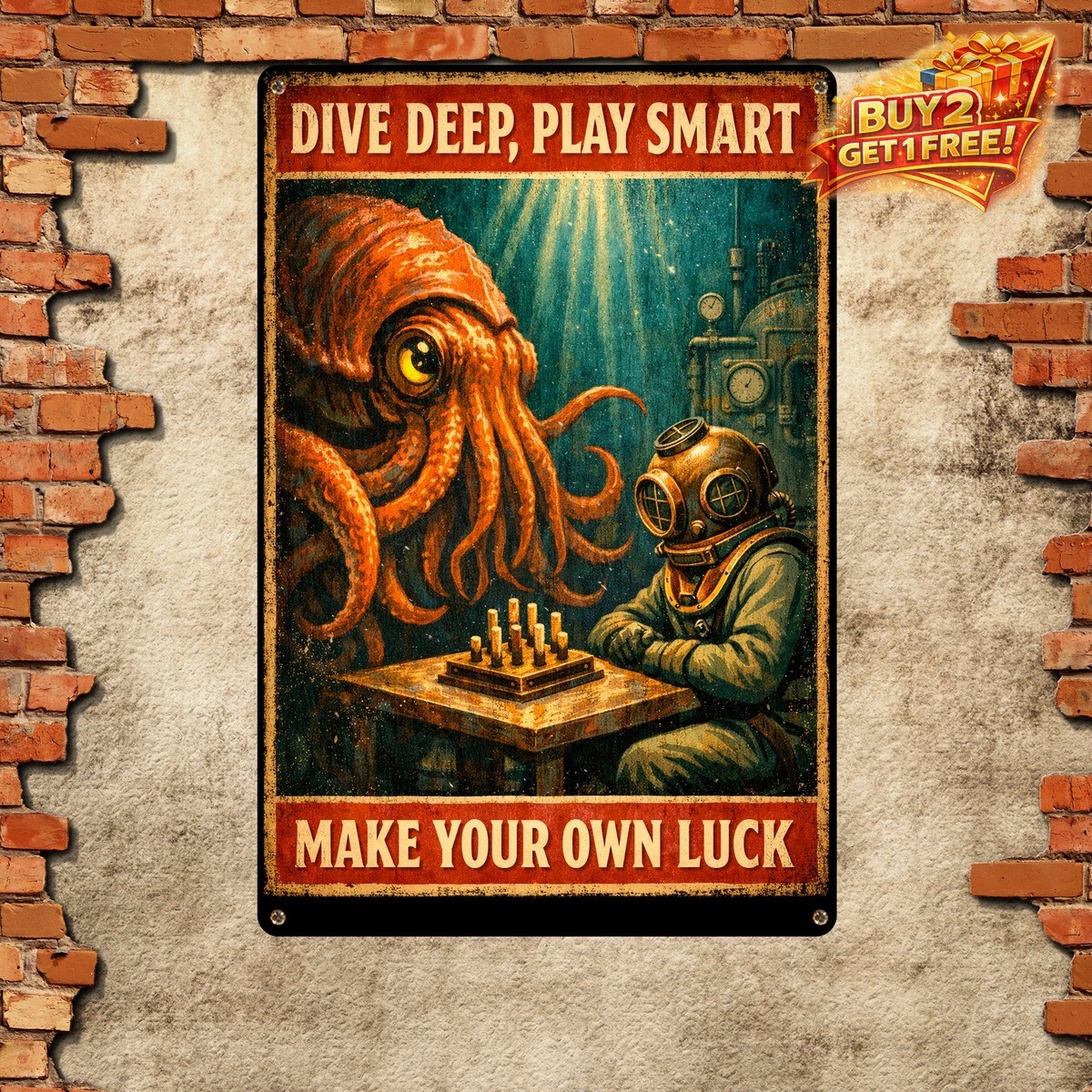 Everything Will Kill You Octopus Sign 12x8 Vintage Metal Wall Decor Art