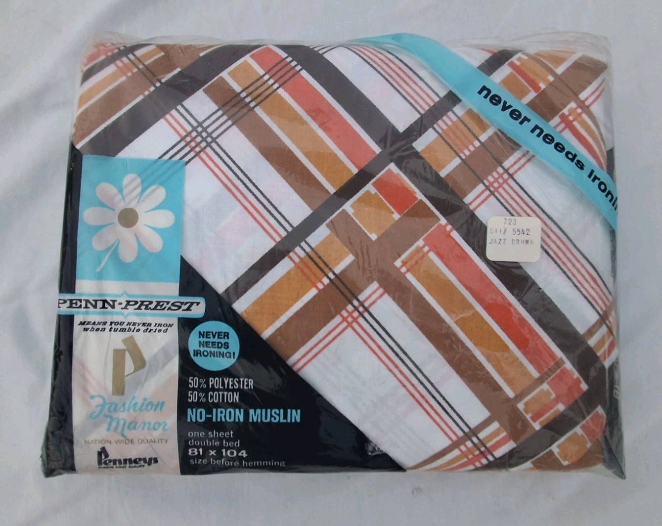 Vtg JC Penneys Fashion Manor Penn-Prest Orange/Mustard Stripe Sheets Double
