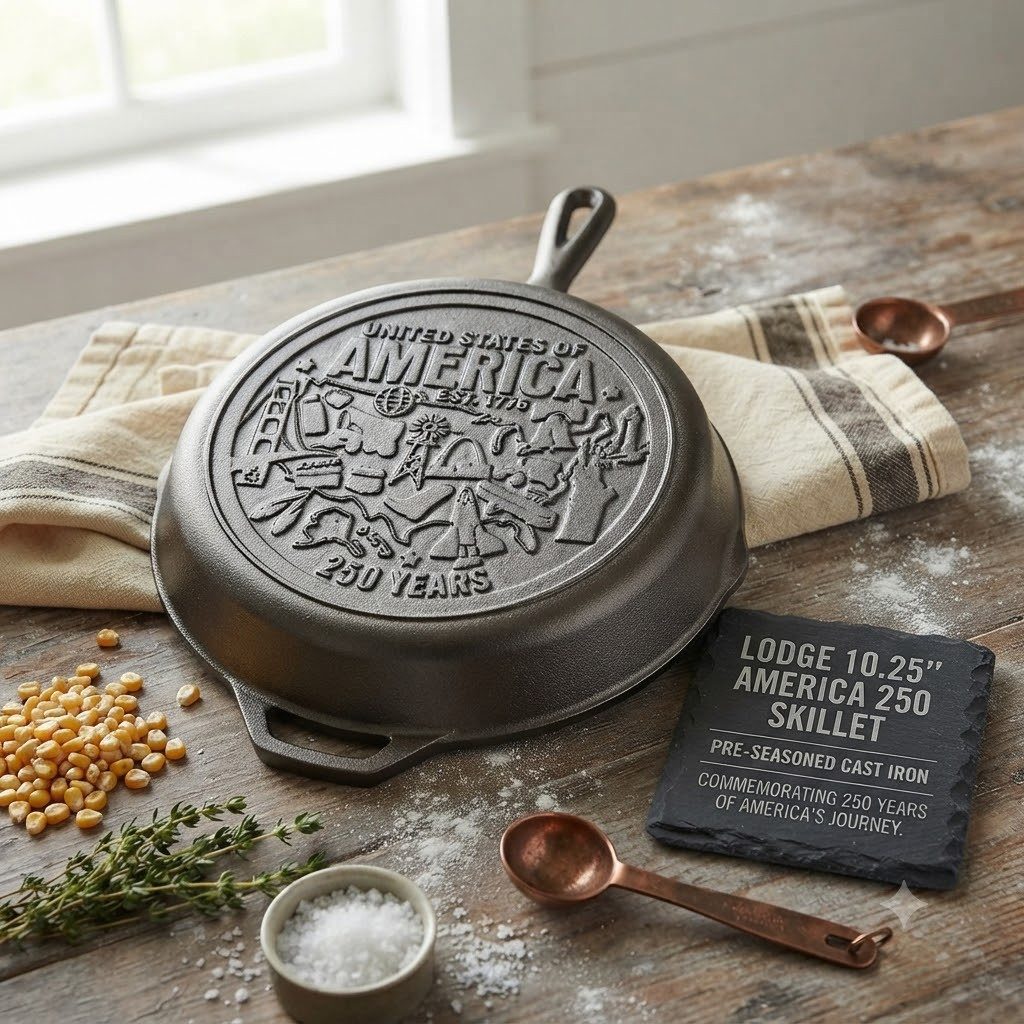 Lodge 10.25 Inch Seasoned Cast Iron Skillet America 250 Edition
