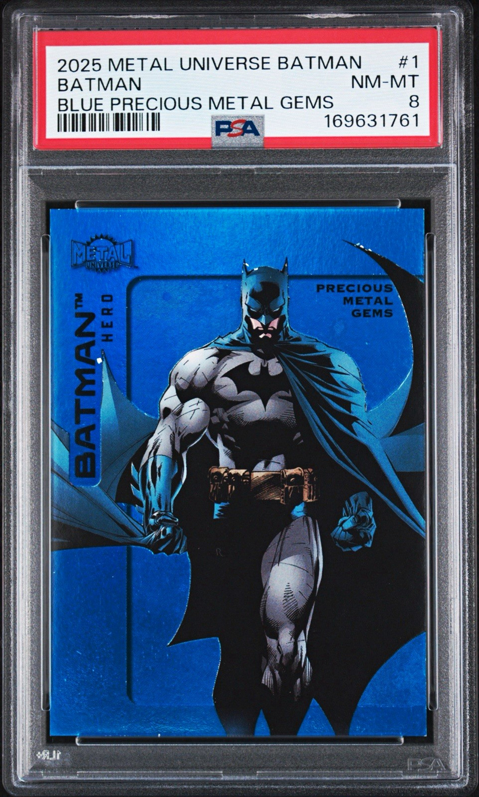 2025 Upper Deck Metal Universe Batman Batman #1 PMG Blue PSA 8