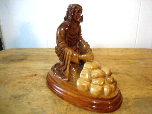 Jesus Praying solid wood carving 6\