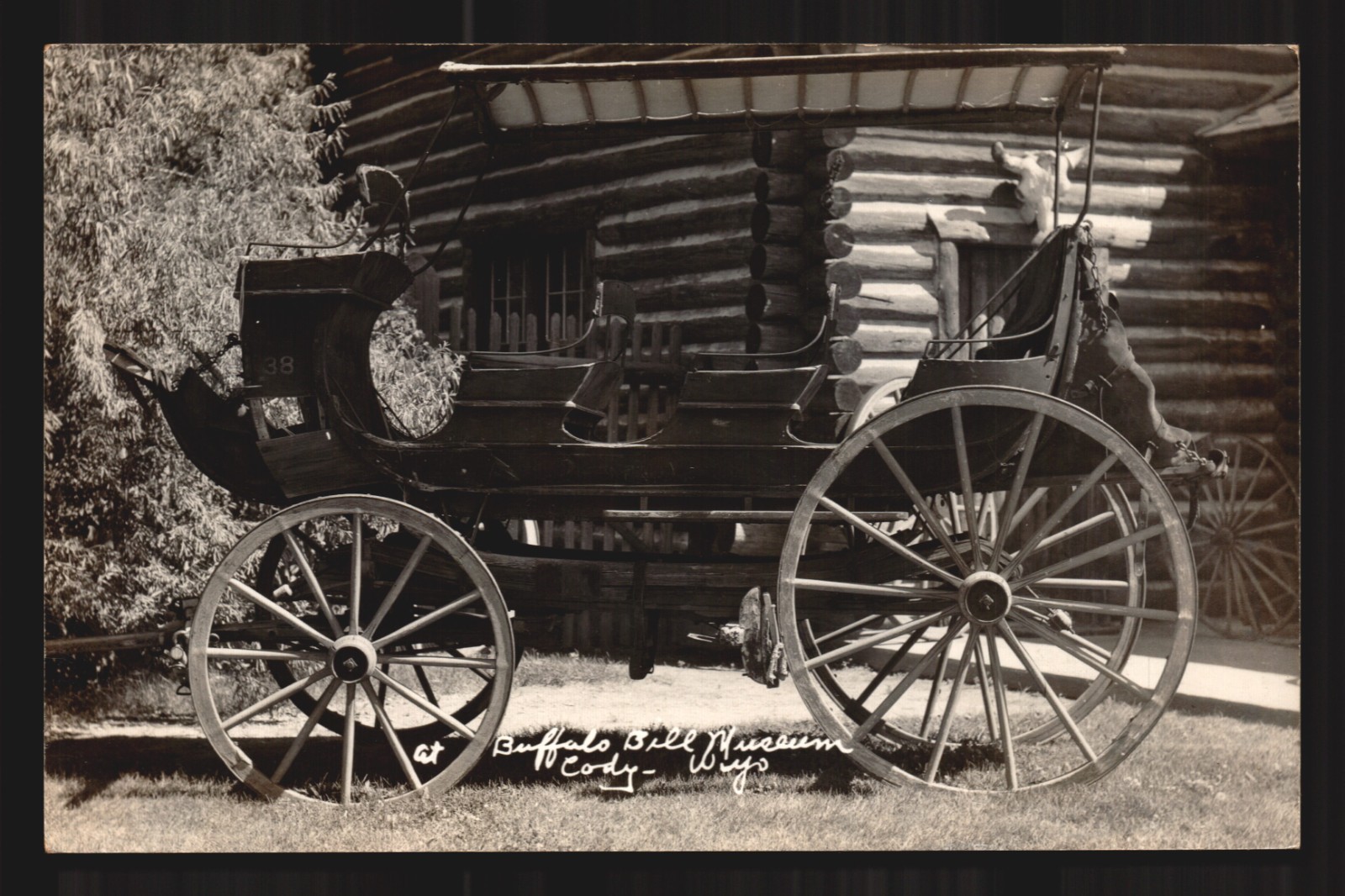 Buffalo Bill Museum Cody Wyoming Postcard Vtg RPPC Wagon 38 Cabin