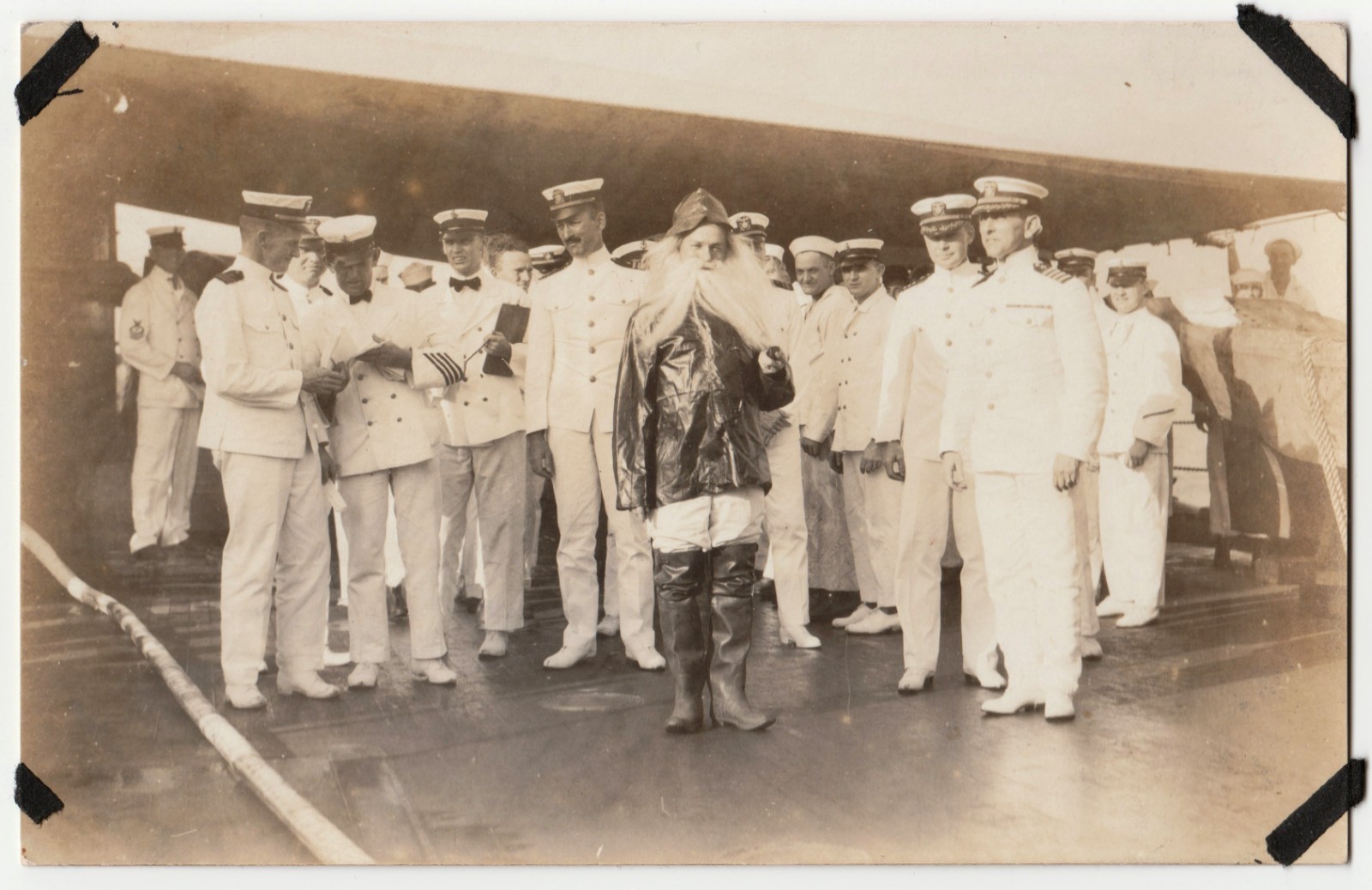 c1910s US Navy King Neptune Crossing Line Ceremony Sailors RPPC AZO Photo