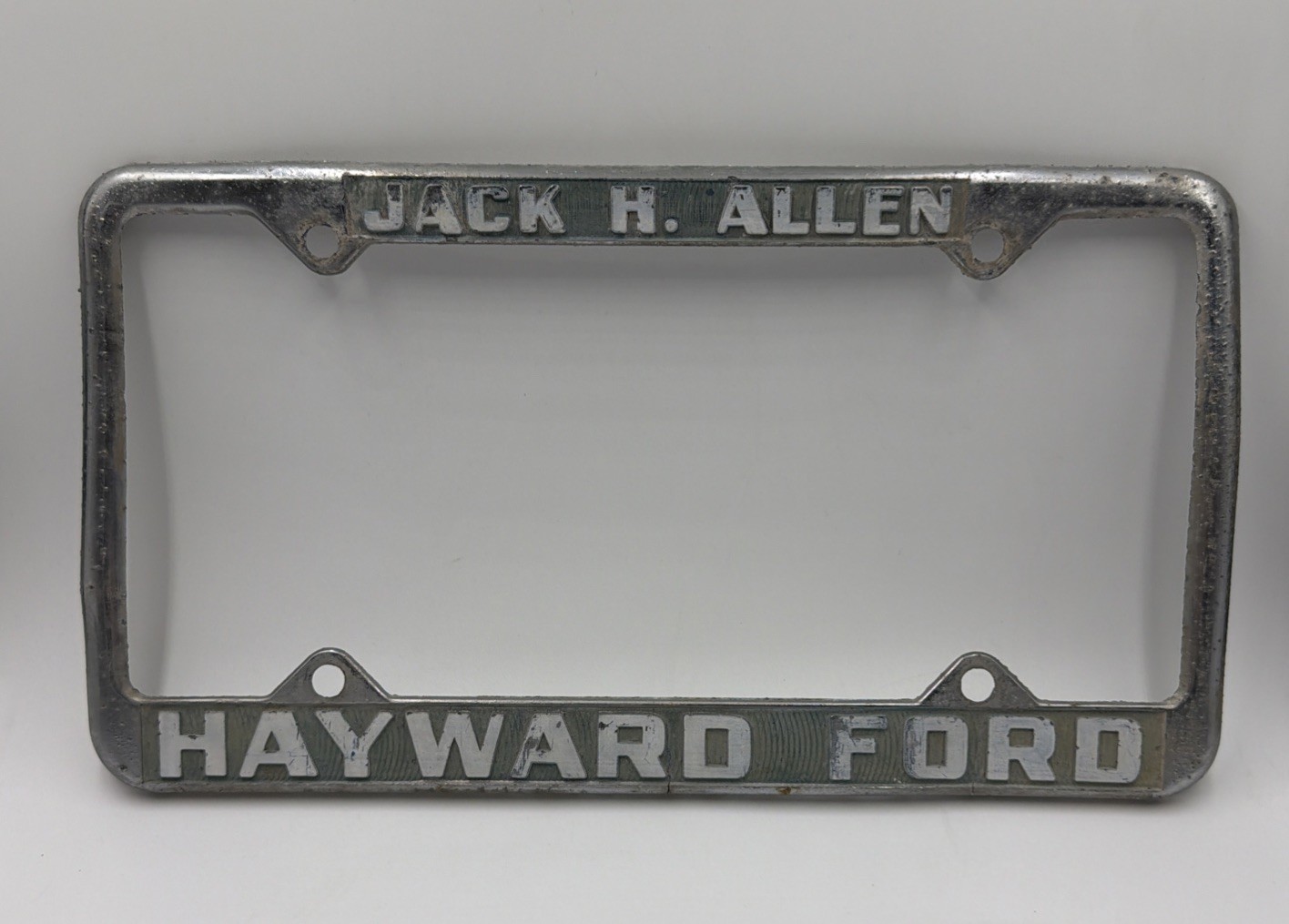 Vintage Metal Hayward Ford California Embossed License Plate Frame