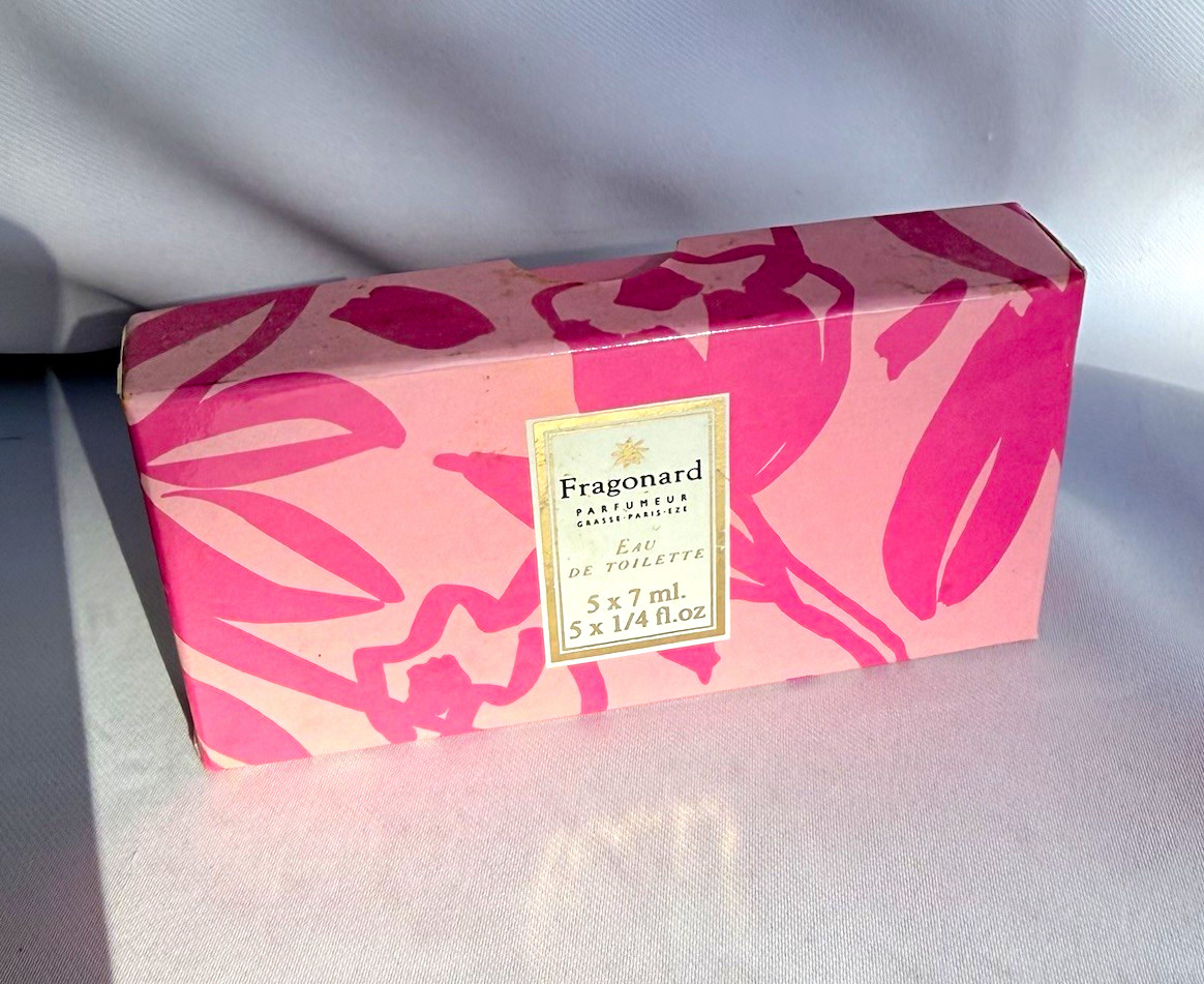 Vintage 1990s Fragonard Eau de Toilette Miniatures 5x7ml France Original Box