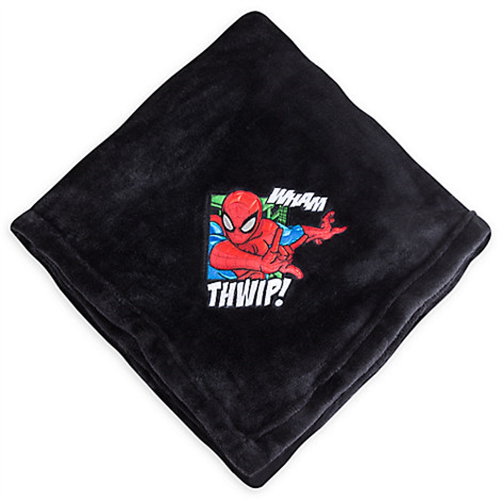 Disney Store Spiderman Marvel Fleece Throw Blanket Superhero Comics Black NEW