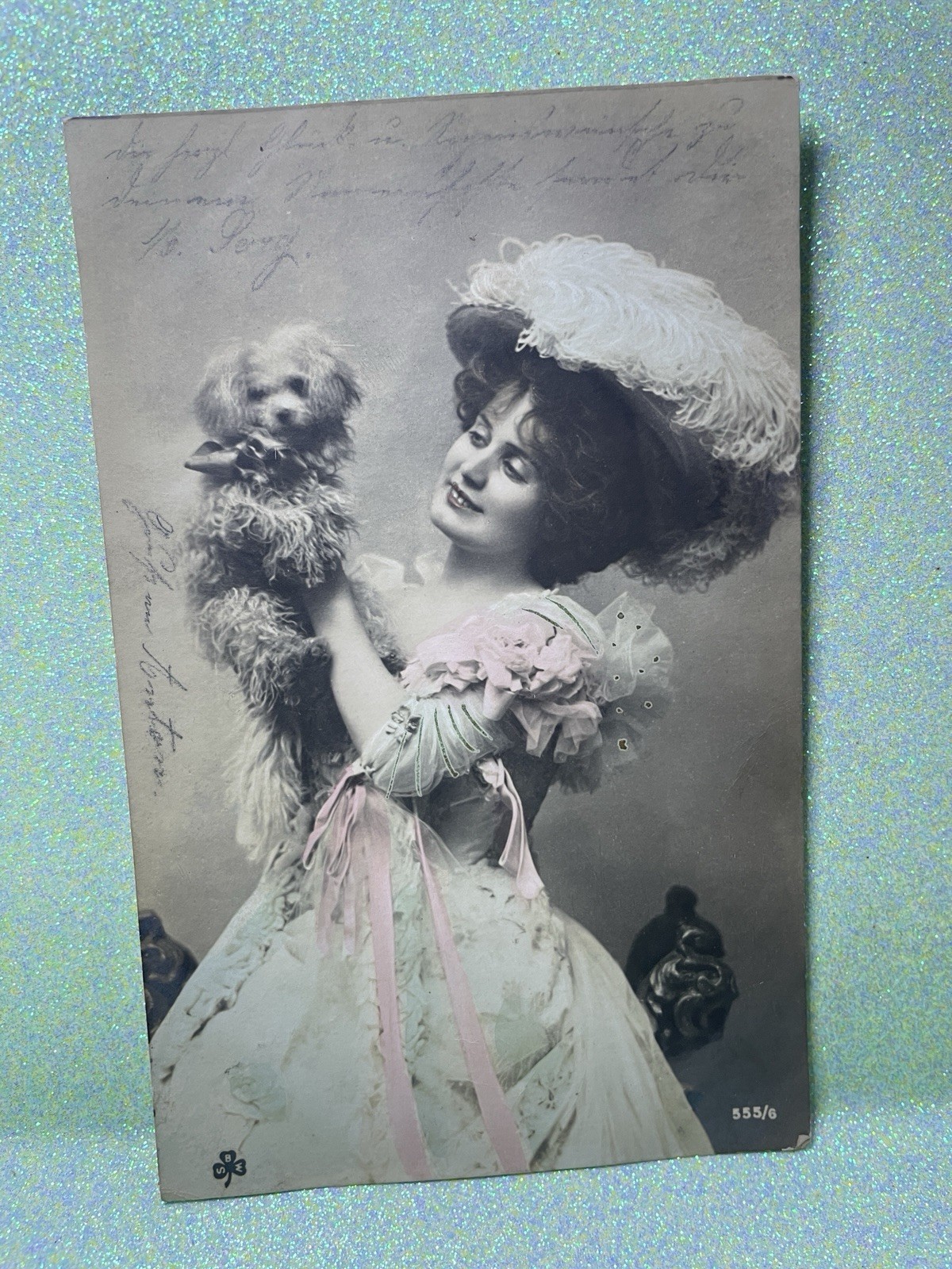 Edwardian Actress With Little Dog Photo Postcard RPPC