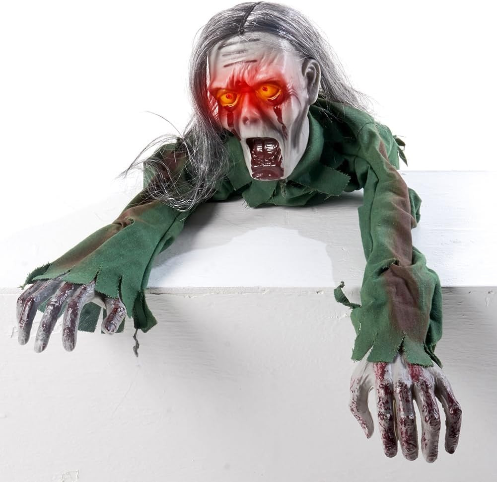 Yosager Halloween Scary Yard Decorations, Electric Crawling Ghost Long Hair Horr
