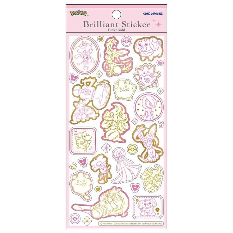 Kamiojapan Pokemon Brilliant Sticker Fairy Type Pink x Gold
