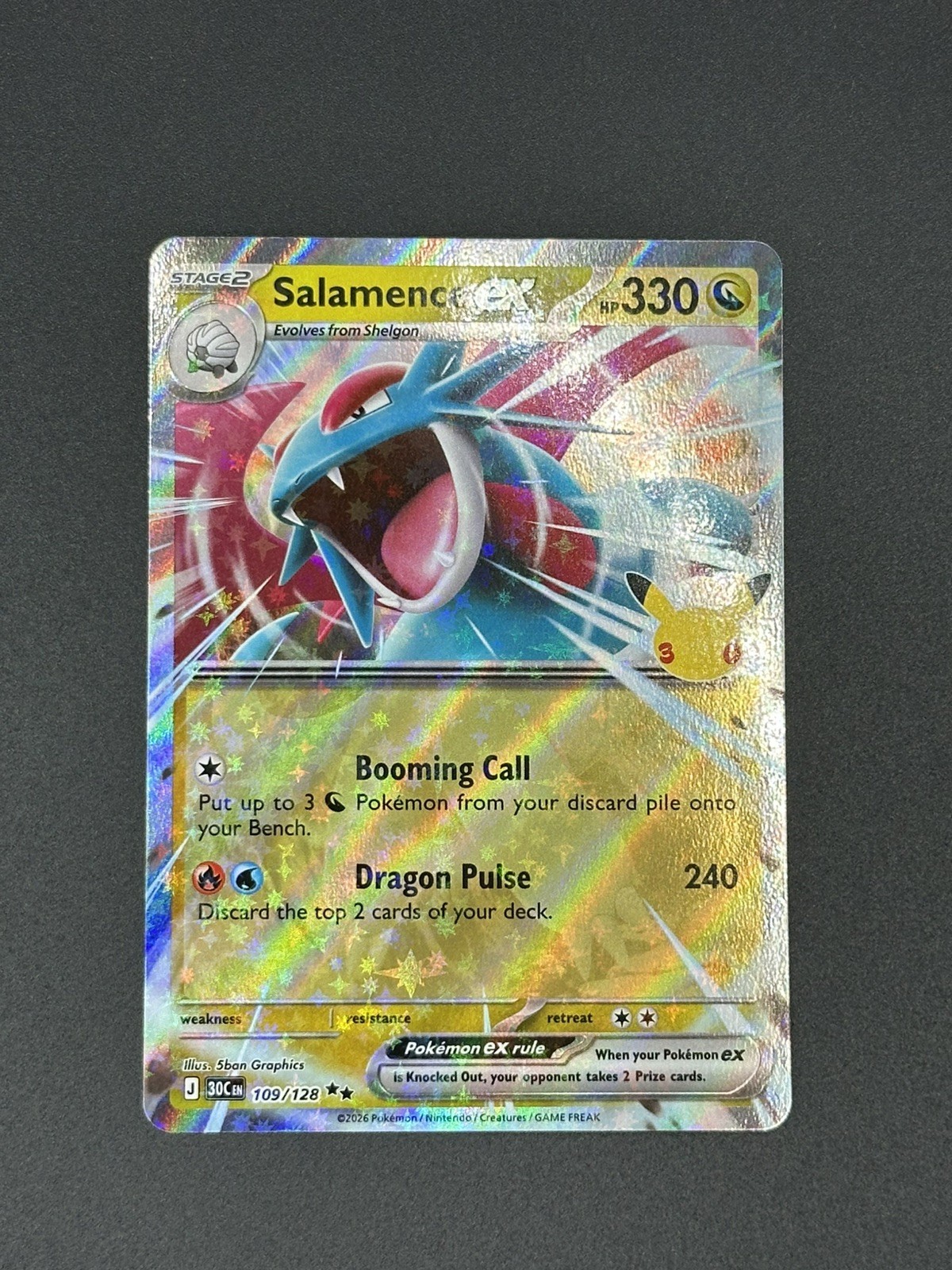 Pokémon 30th Anniversary Salamence ex 109/128 Double Rare Holo English NM