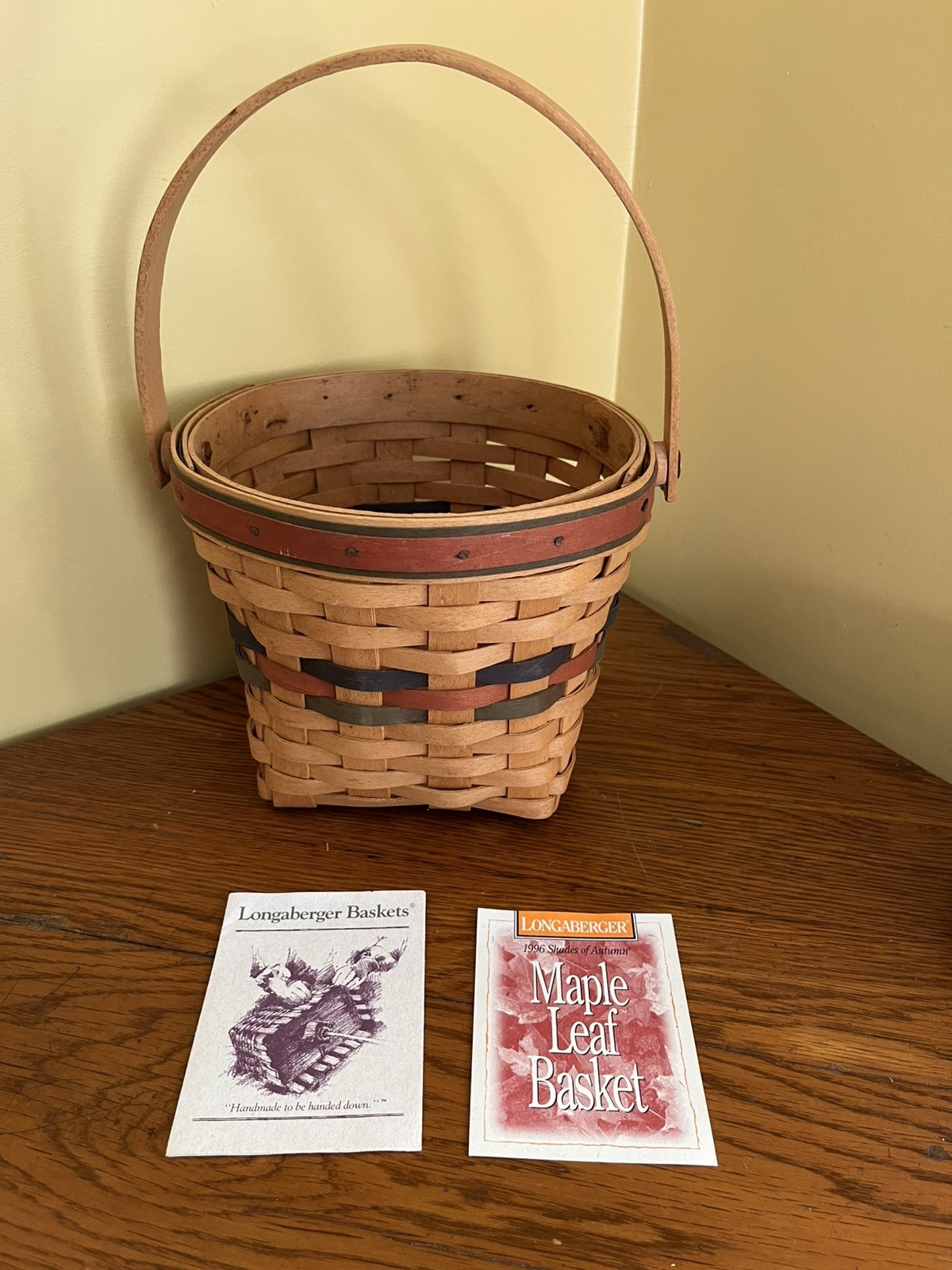 Longaberger Maple Leaf Basket 96 Shades of Autumn 13935 Rust, Green + Blue weave