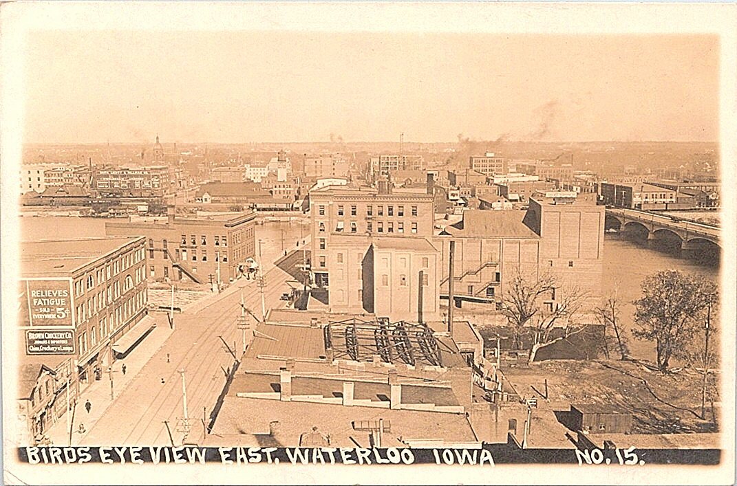 RPPC Waterloo Iowa Business District Birdseye Town View 1911