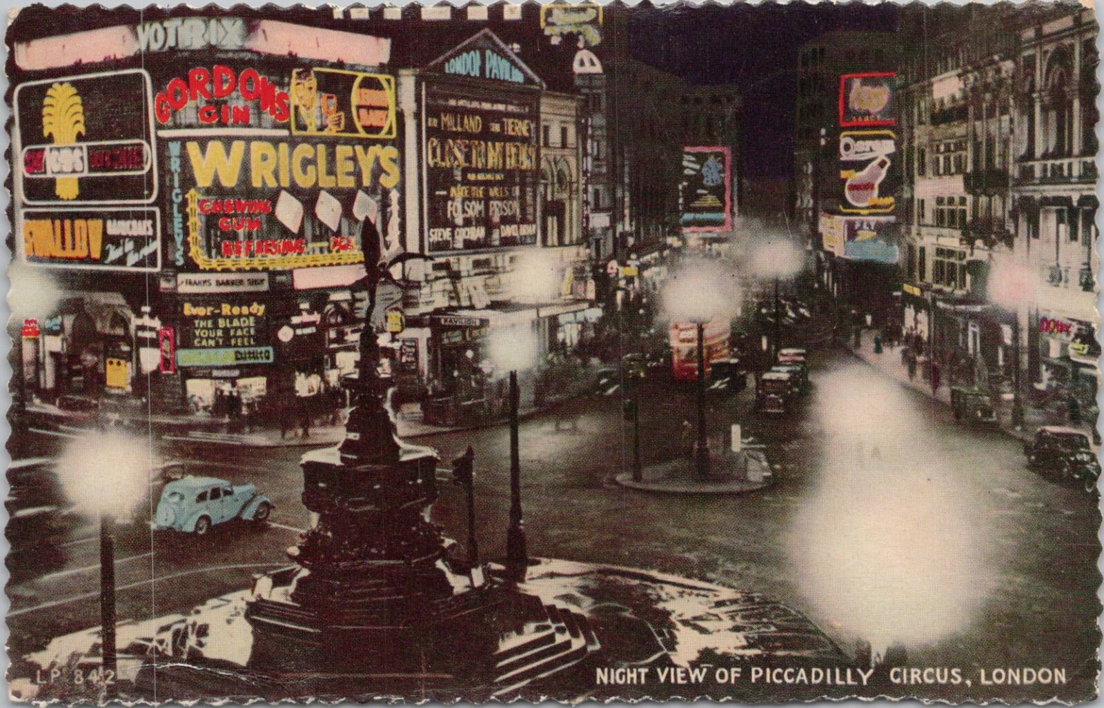 Photo PC ** London England Night View of Piccadilly Circus 1959