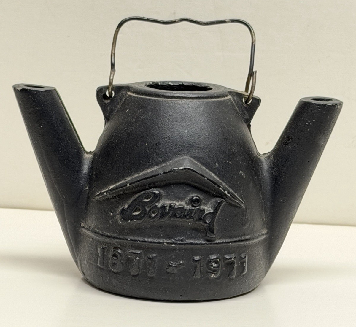 Vintage  small 3”T BOVAIRD Yellow Dog Railroad Lantern 1871-1971 - Double Spout