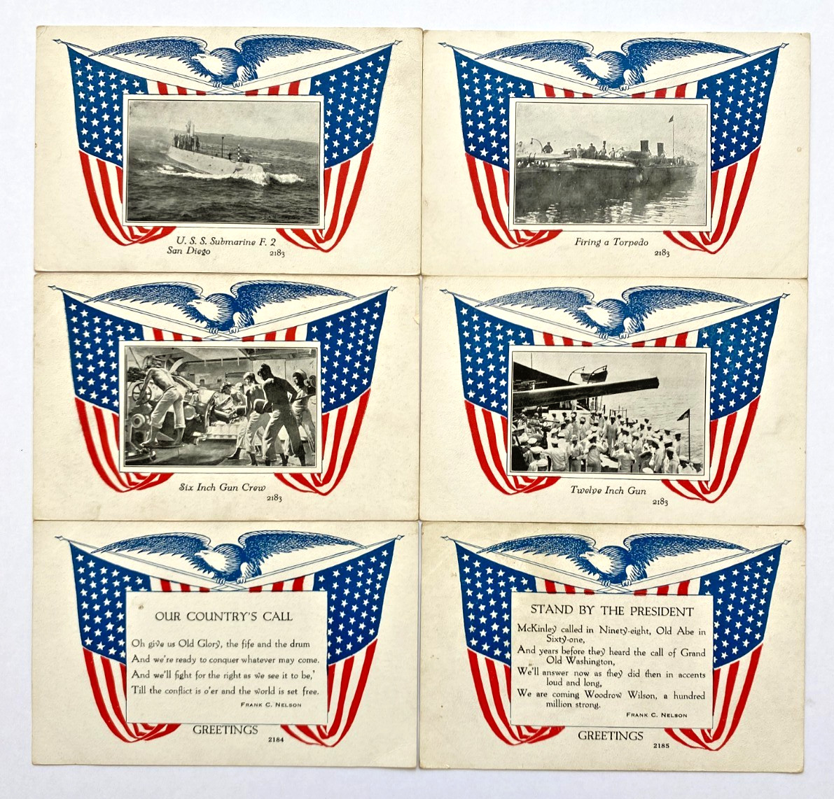 C 1910s Rare Set of Patriotic Navy Postcards