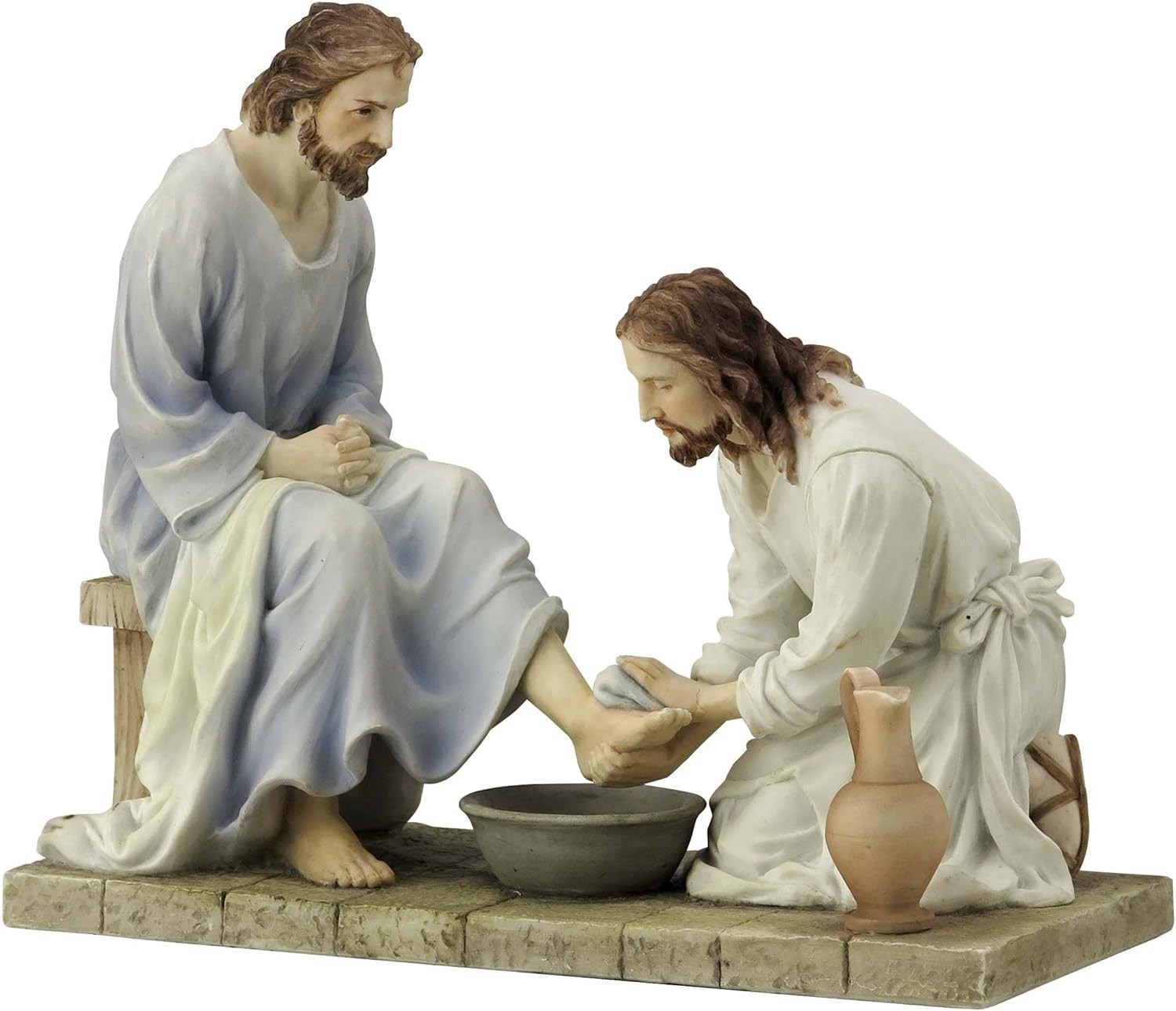 Jesus Washing His Disciple'S Feet Polystone Spiritual Decorative Collectible