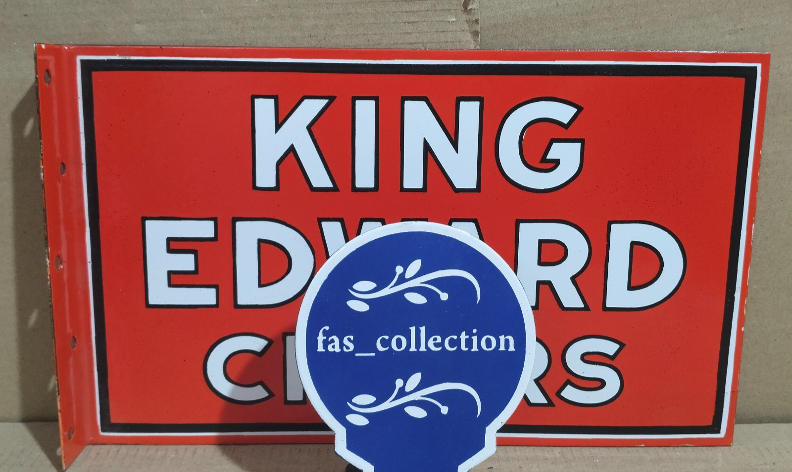King Edward Cigars Porcelain Enamel Sign  18 x 10 Inches 2 Sided