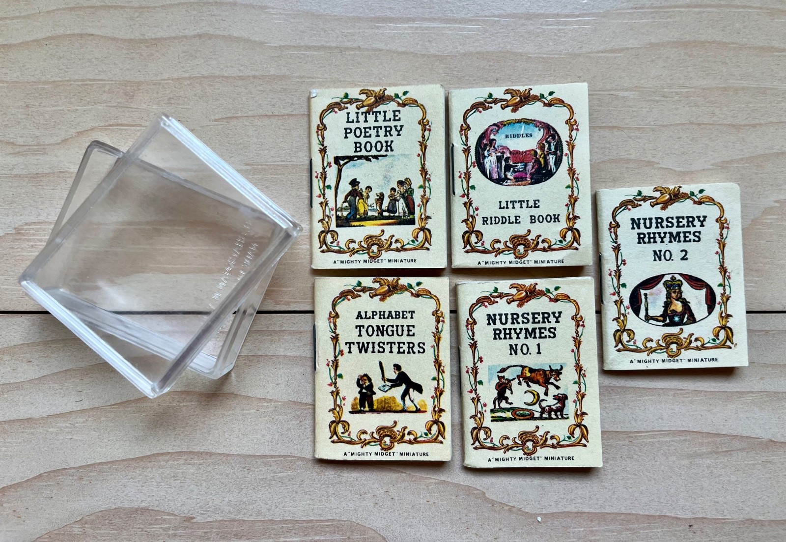 Vintage “Mighty Midget” Miniature Set of 5 Tiny Books of Nursery Rhymes & Poems